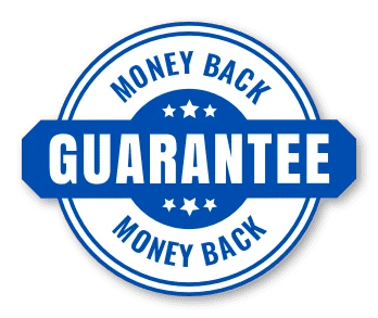 Blue money-back guarantee badge displayed for SynoGut refund information